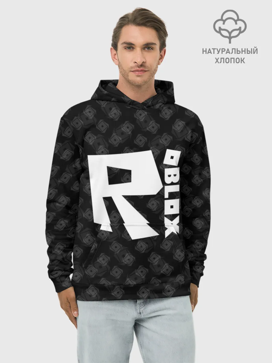 Худи мужской база хлопок / РОБЛОКС ПАТТЕРН ЛОГОТИП