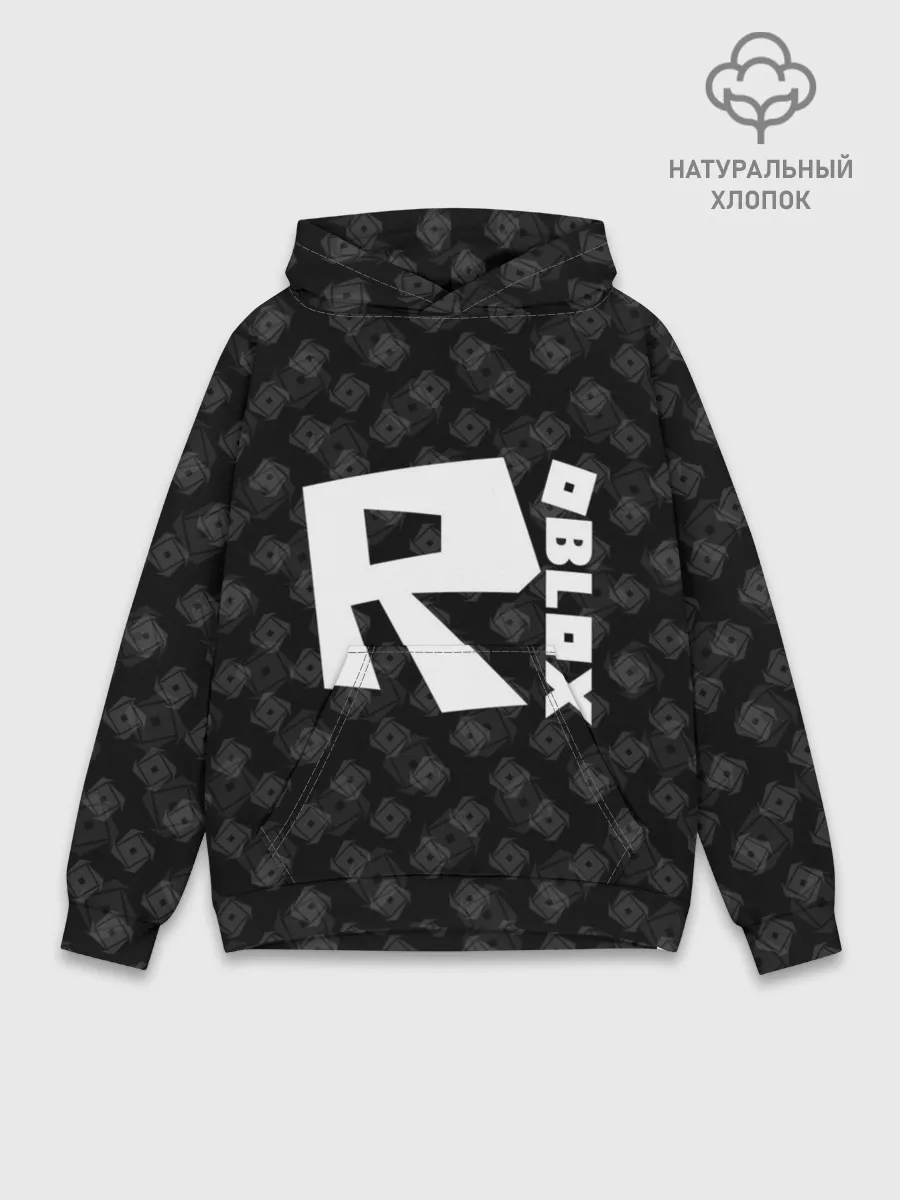 Худи мужской база хлопок / РОБЛОКС ПАТТЕРН ЛОГОТИП