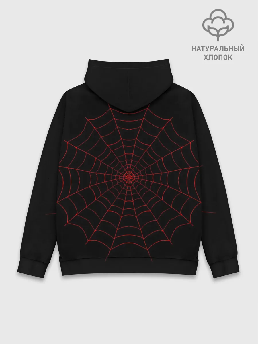 Худи мужской база хлопок / Красно белый паук