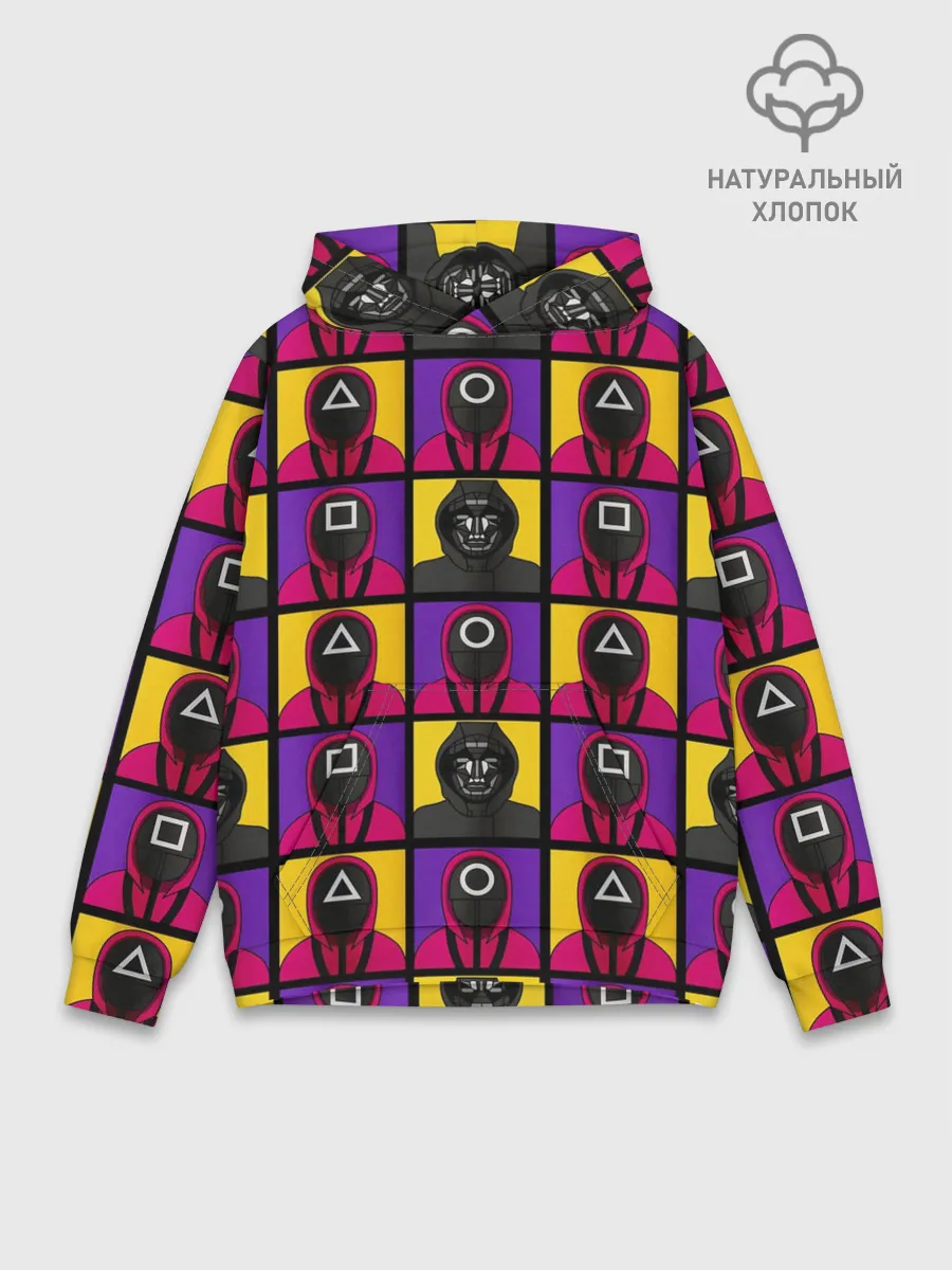 Худи мужской база хлопок / ИГРА В КАЛЬМАРА / ОХРАНА / ВЕДУЩИЙ