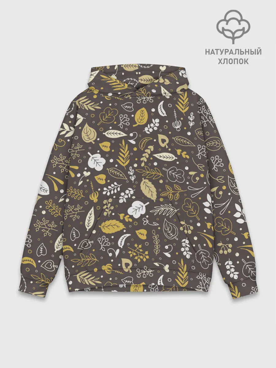 Худи мужской база хлопок / Осенние листья и ягодки