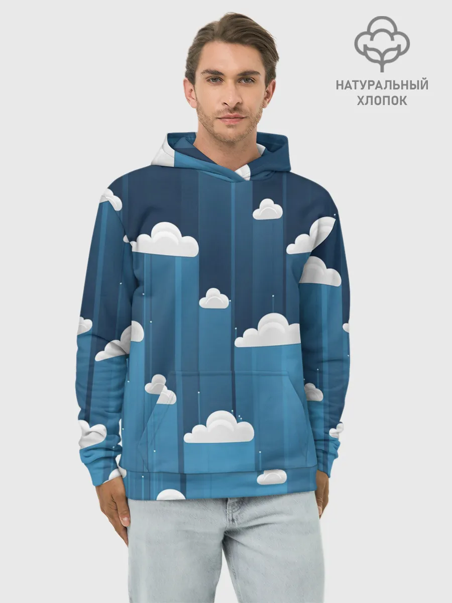 Худи мужской база хлопок / Облака в очереди