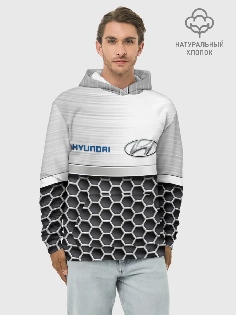 Худи мужской база хлопок / Hyundai | Стальная решетка