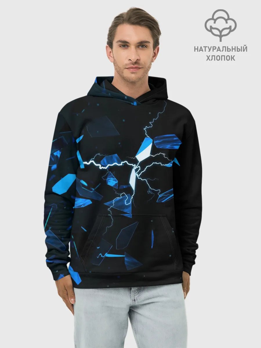 Худи мужской база хлопок / Осколки стекла и молния