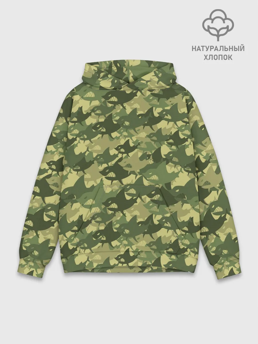 Худи мужской база хлопок / Акулы