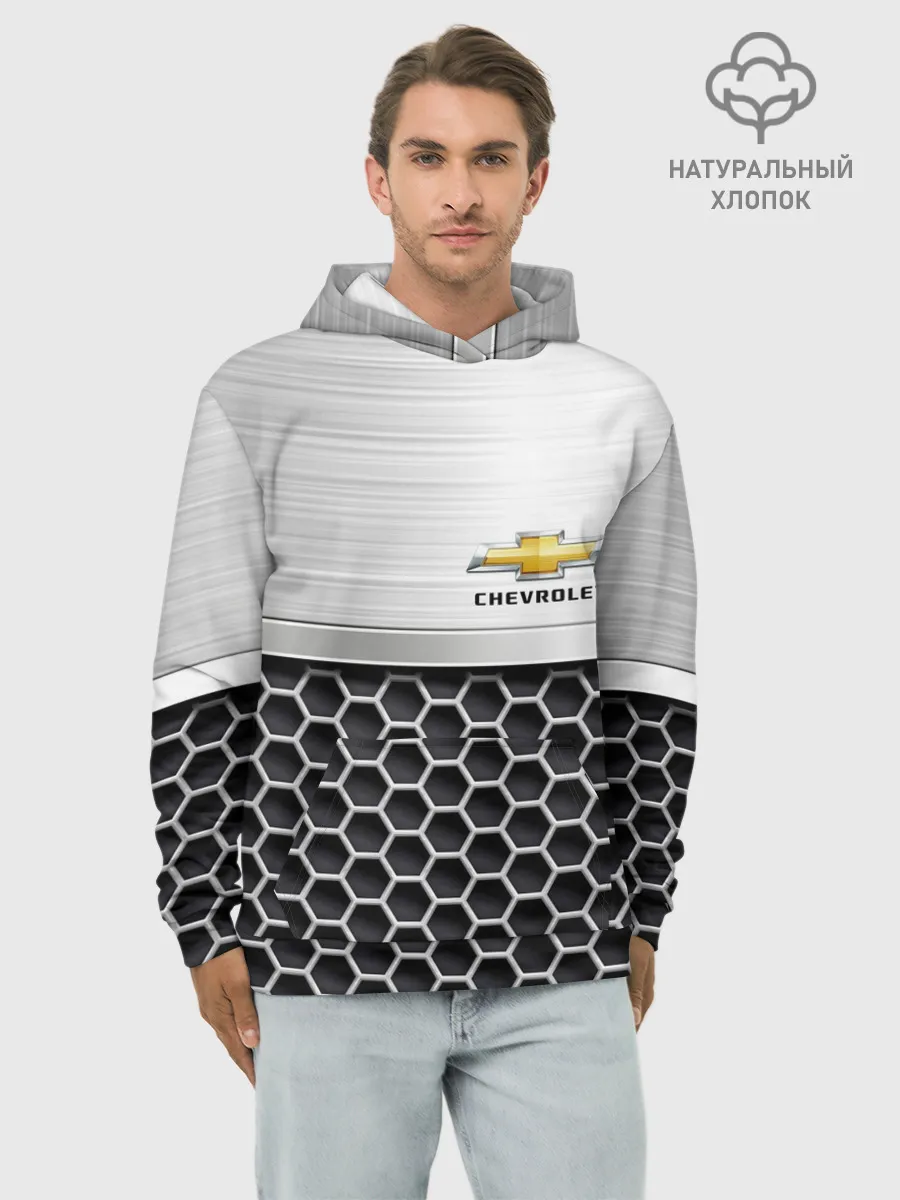Худи мужской база хлопок / Шевроле | Стальная решетка