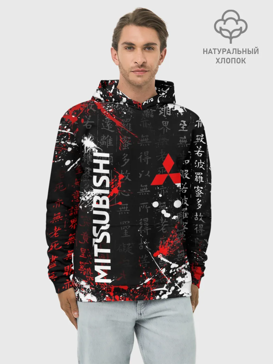 Худи мужской база хлопок / Японские символы | Митсубиси