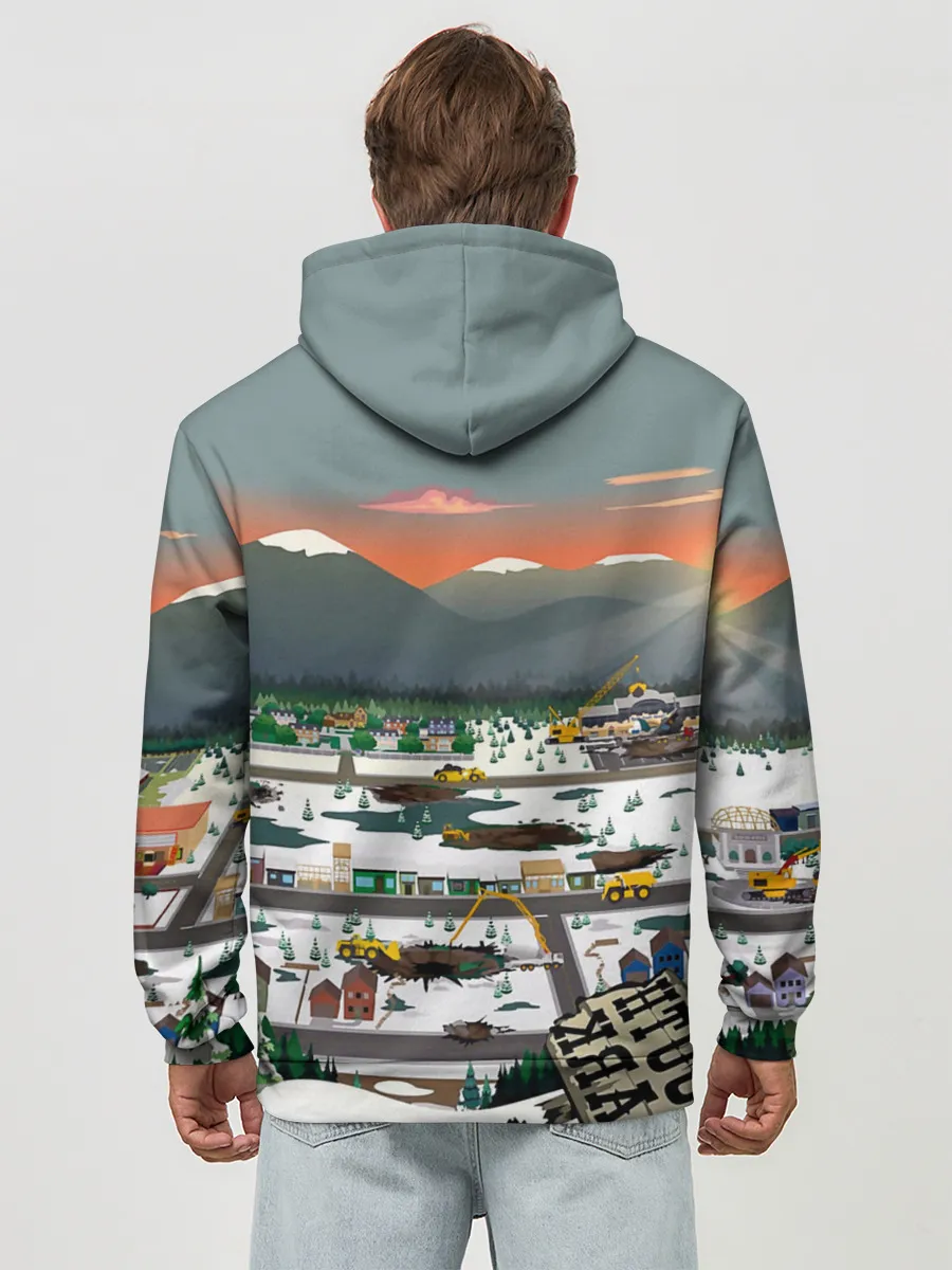 Худи мужской база хлопок / Южный Парк разрушенный город