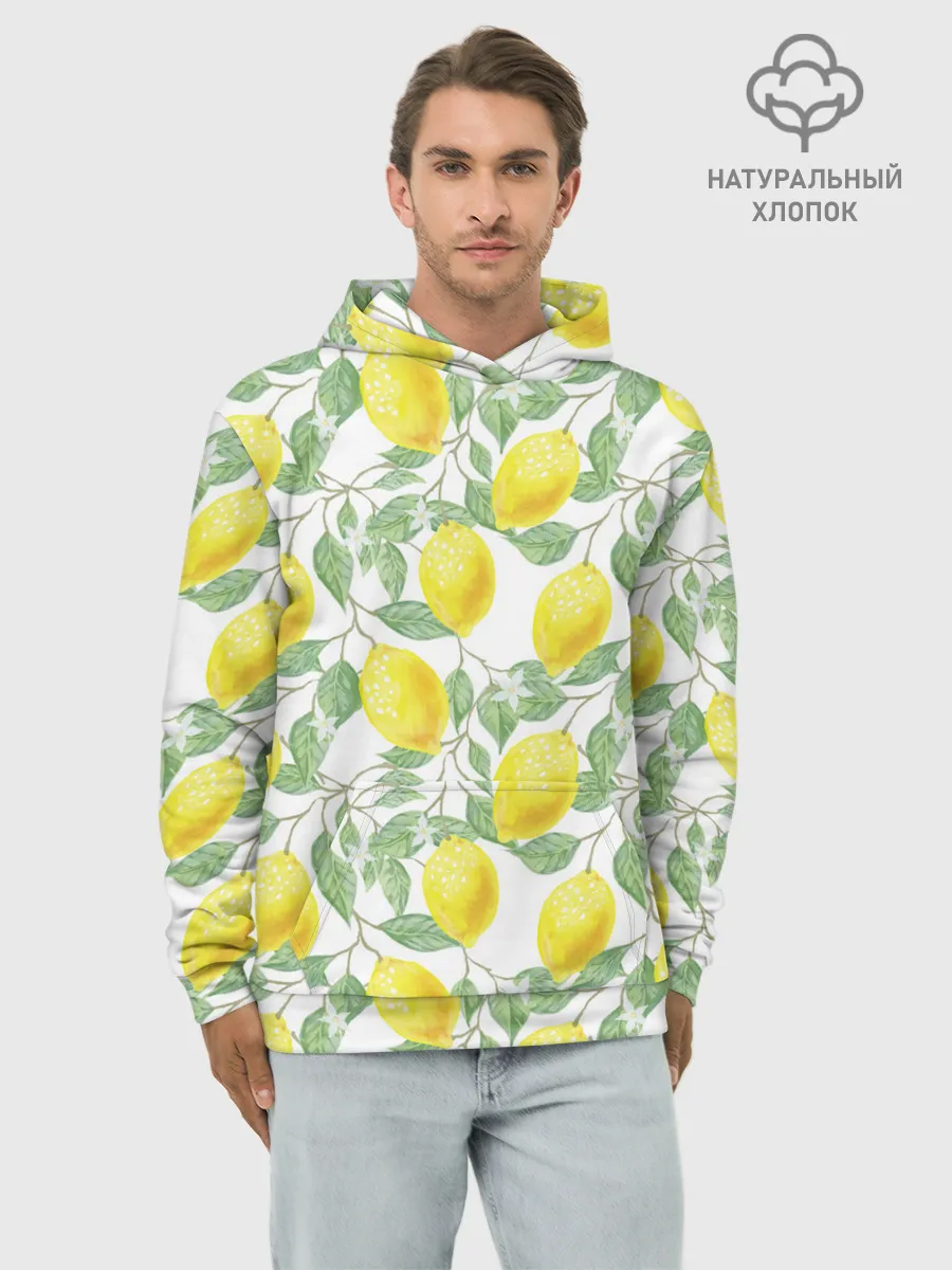 Худи мужской база хлопок / Лимоны 3d