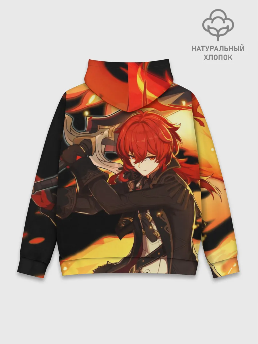 Худи мужской база хлопок / Геншин импакт: Дилюк