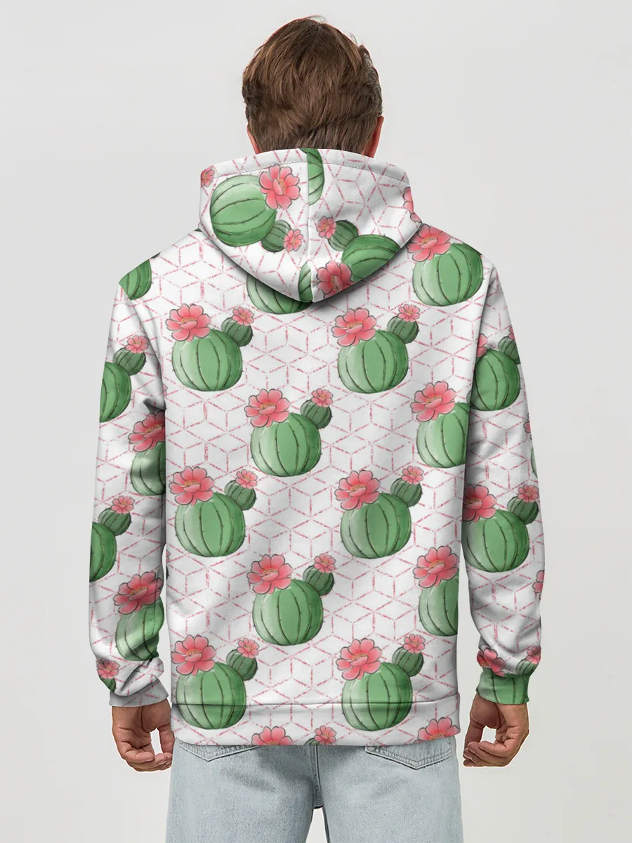 Худи мужской база хлопок / Паттерн из кактусов