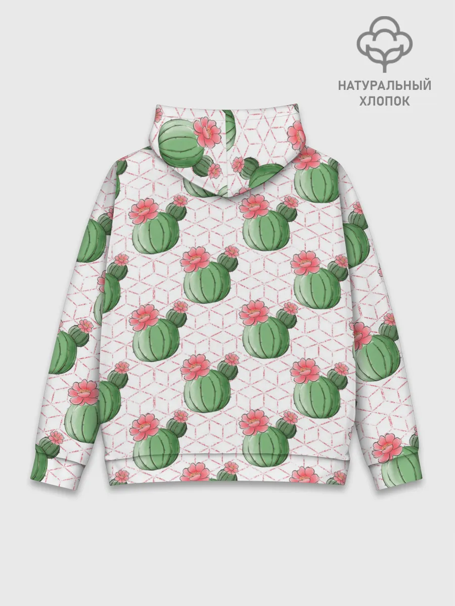 Худи мужской база хлопок / Паттерн из кактусов