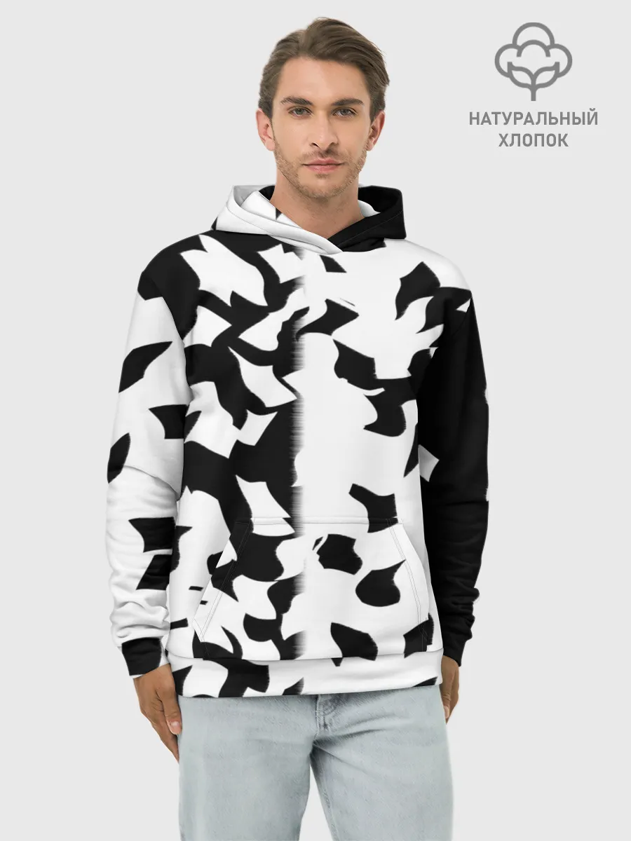 Худи мужской база хлопок / черно-белый камуфляж