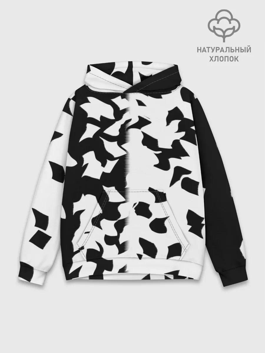 Худи мужской база хлопок / черно-белый камуфляж
