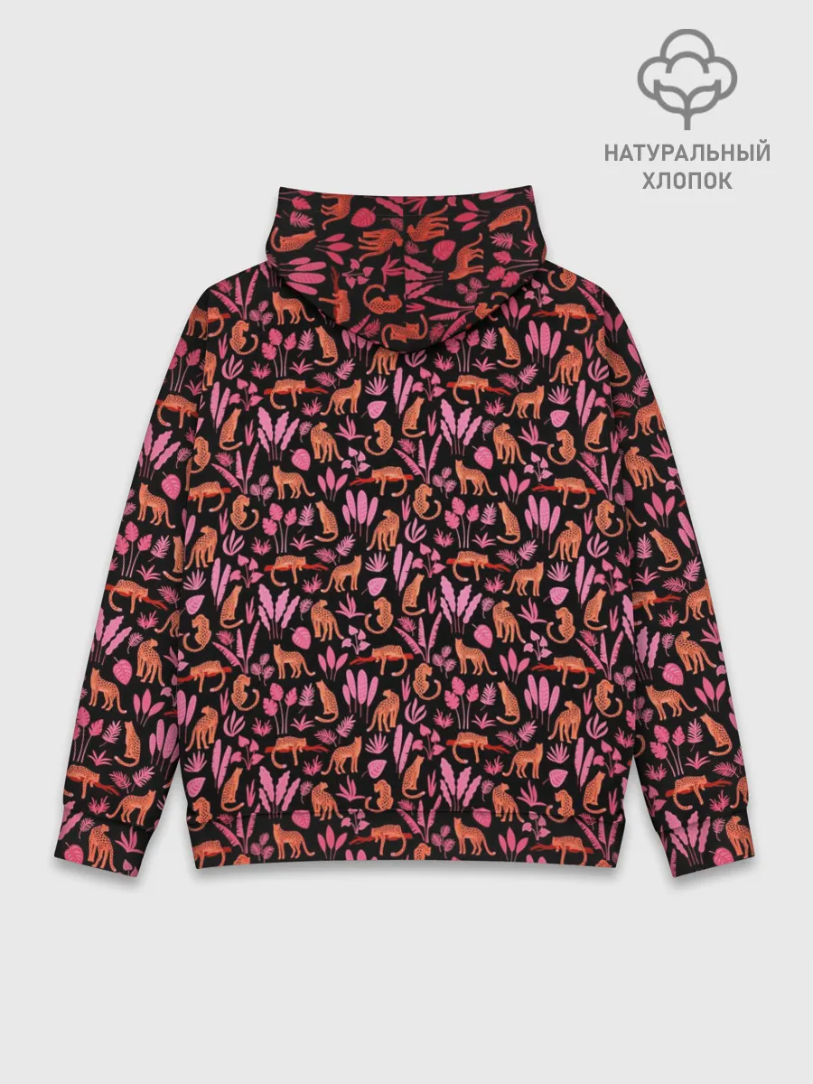 Худи мужской база хлопок / ГЕПАРД В ЛИСТВЕ