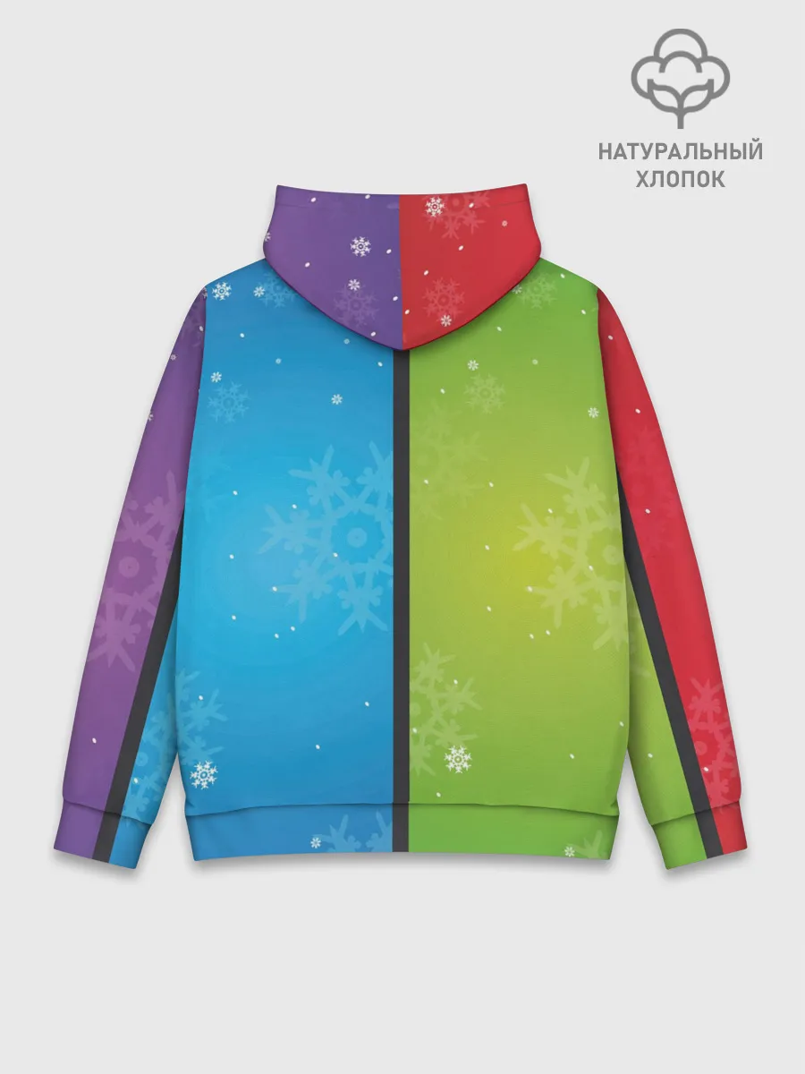 Худи мужской база хлопок / Цветное рождество Snowflake