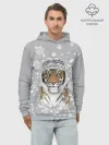 Худи мужской база хлопок / Снежный тигр