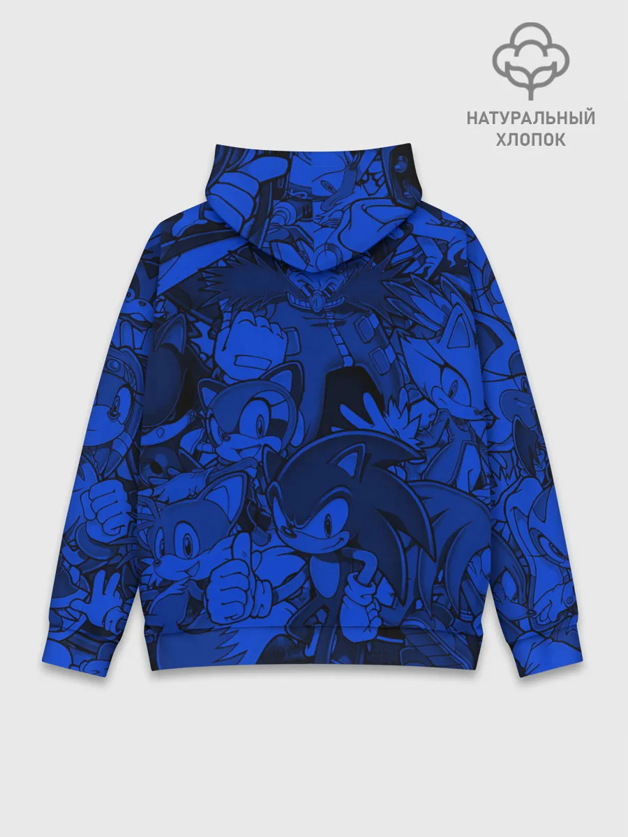 Худи мужской база хлопок / SONIC BLUE PATTERN | СИНИЙ ЁЖ