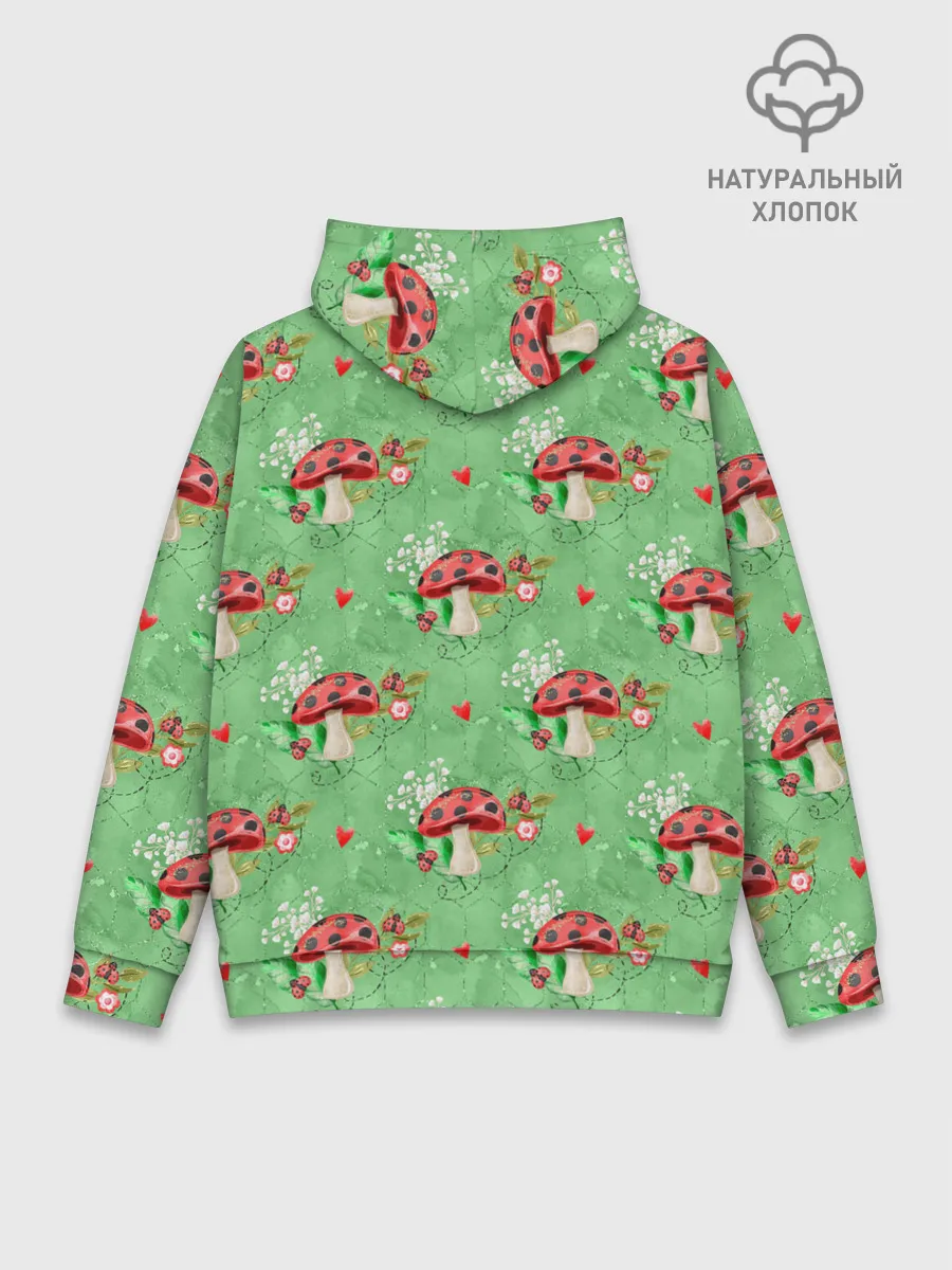 Худи мужской база хлопок / Грибы Мухоморы паттерн