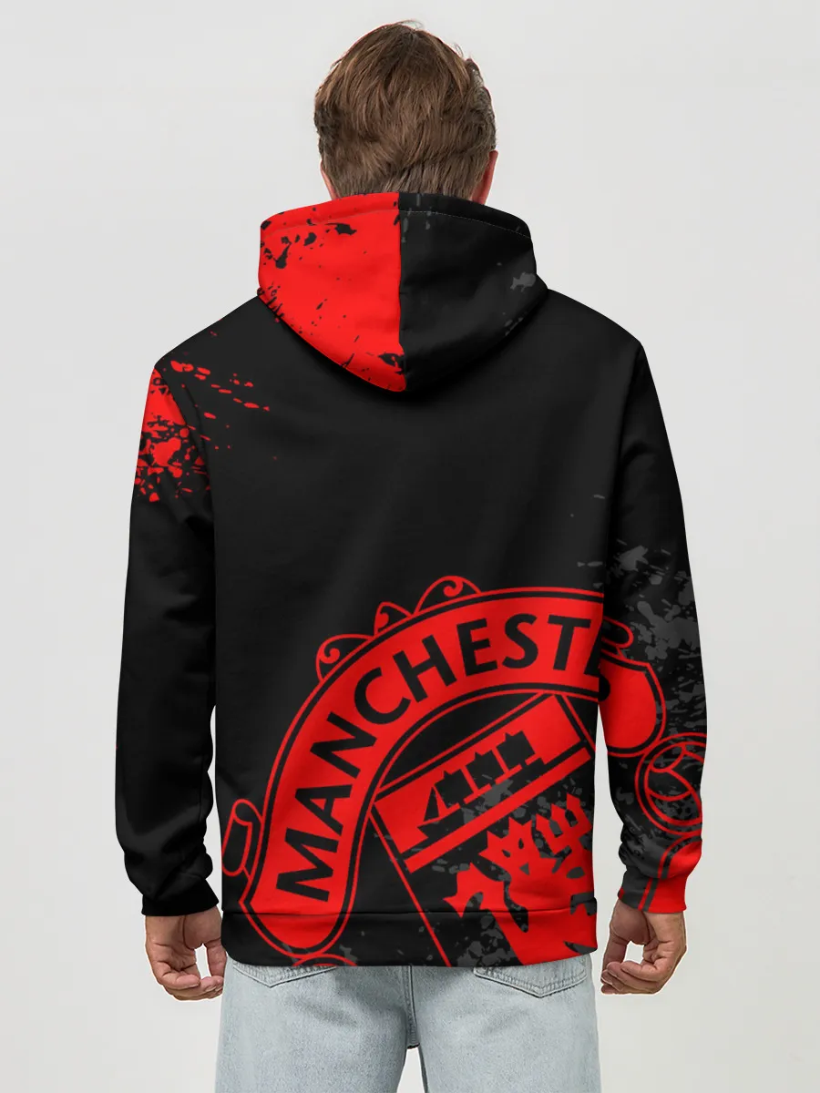 Худи мужской база хлопок / МАНЧЕСТЕР ЮНАЙТЕД КРАСНЫЙ ЛОГО