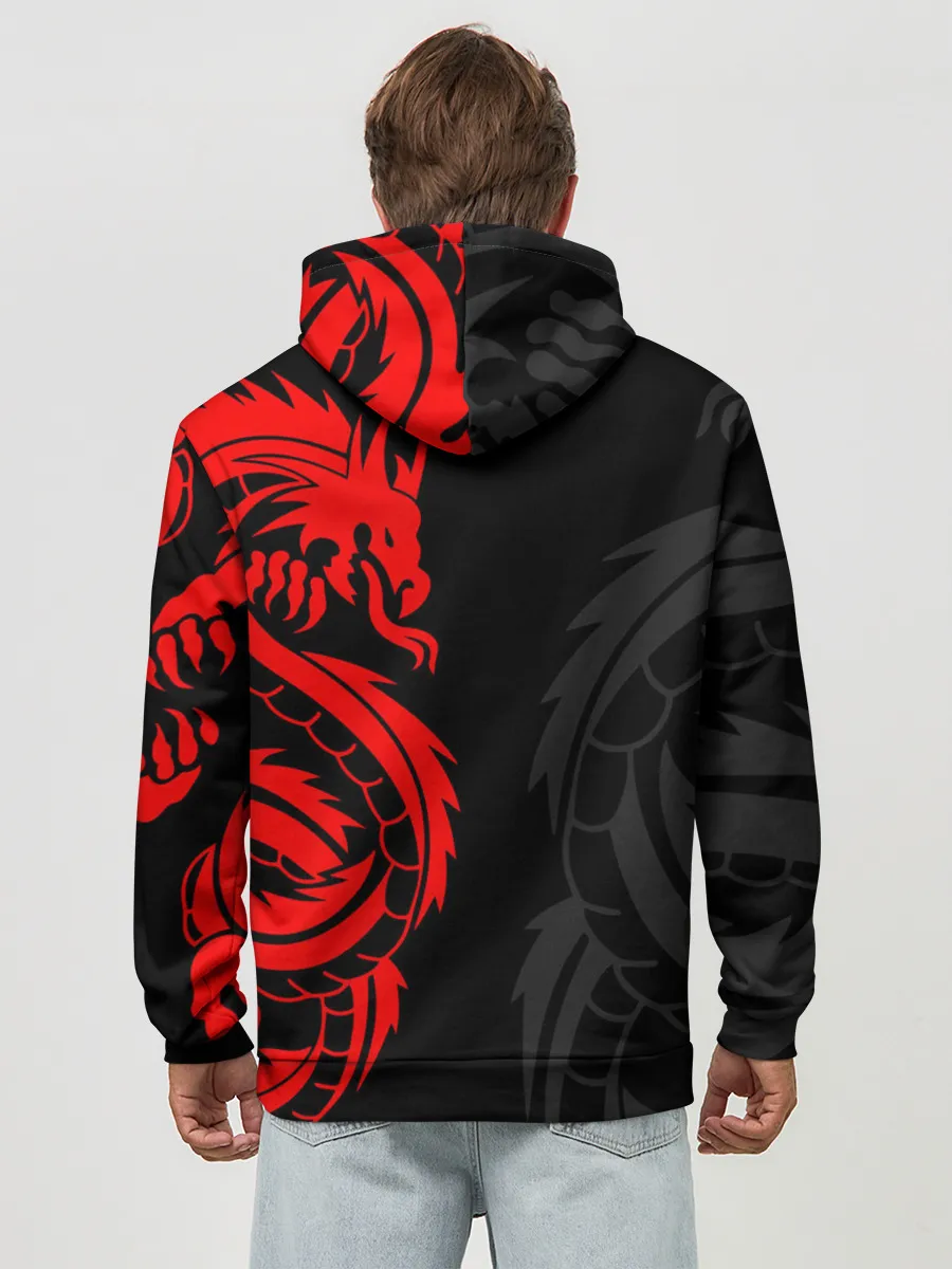 Худи мужской база хлопок / КРАСНЫЙ ДРАКОН ТАТУ / RED DRAGON TATTOO