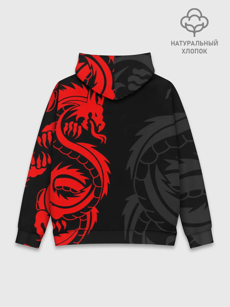 Худи мужской база хлопок / КРАСНЫЙ ДРАКОН ТАТУ / RED DRAGON TATTOO