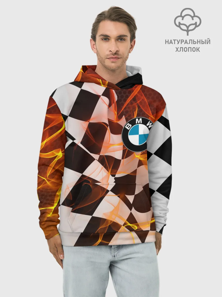 Худи мужской база хлопок / BMW RACING / FIRE RACING
