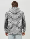 Худи мужской база хлопок / Черно-белый абстрактный узор.