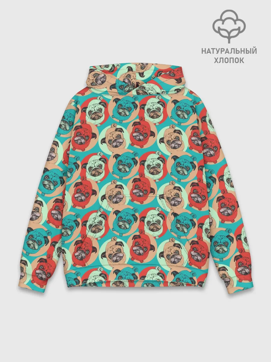 Худи мужской база хлопок / Прикольные Мопсы