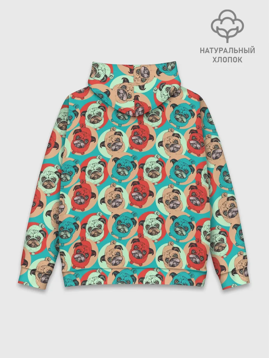 Худи мужской база хлопок / Прикольные Мопсы