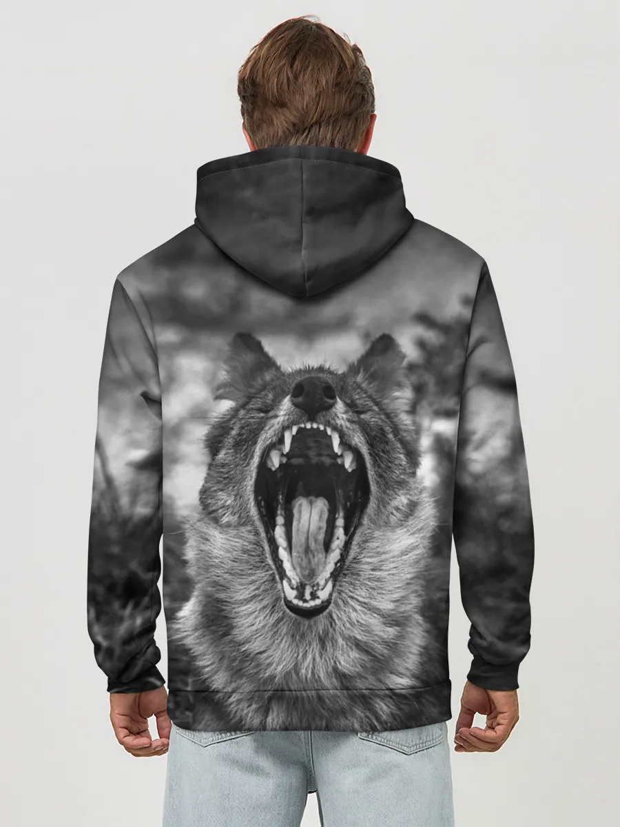 Худи мужской база хлопок / Волчья пасть, зевает