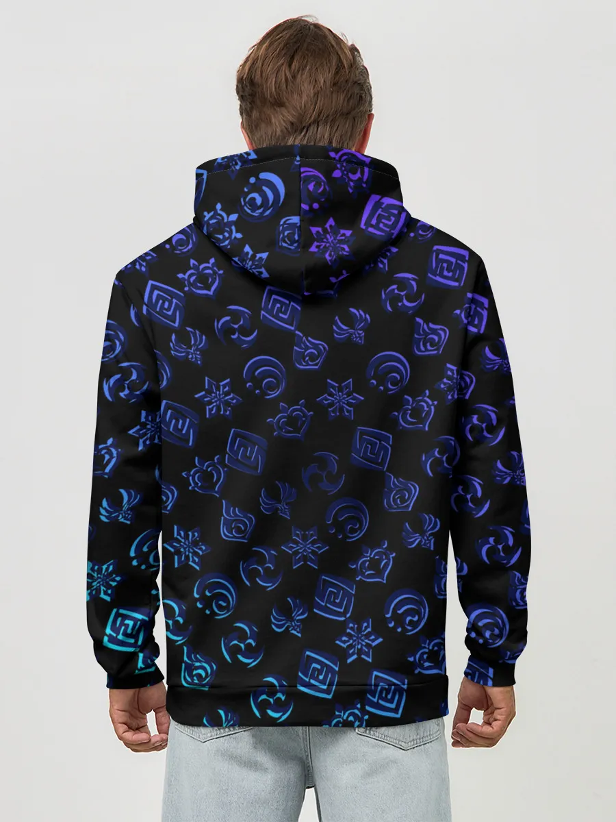 Худи мужской база хлопок / Genshin Impact | NEON PATTERN SYMBOL