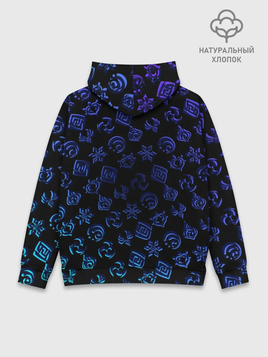 Худи мужской база хлопок / Genshin Impact | NEON PATTERN SYMBOL