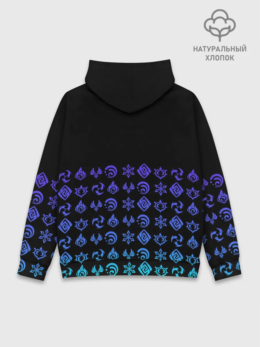 Худи мужской база хлопок / GENSHIN IMPACT | ЭМБЛЕМЫ NEON