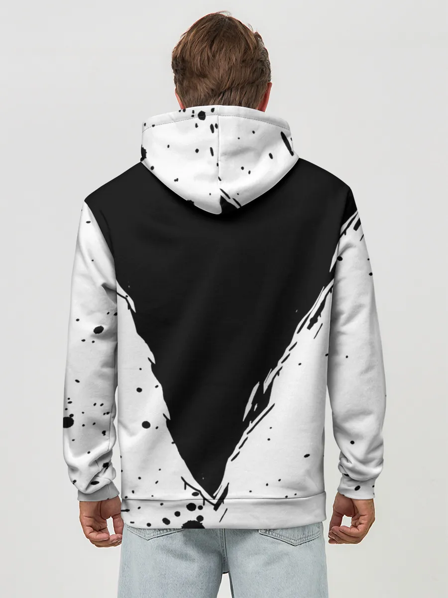 Худи мужской база хлопок / Черно-белый Сайтама One Punch-Man