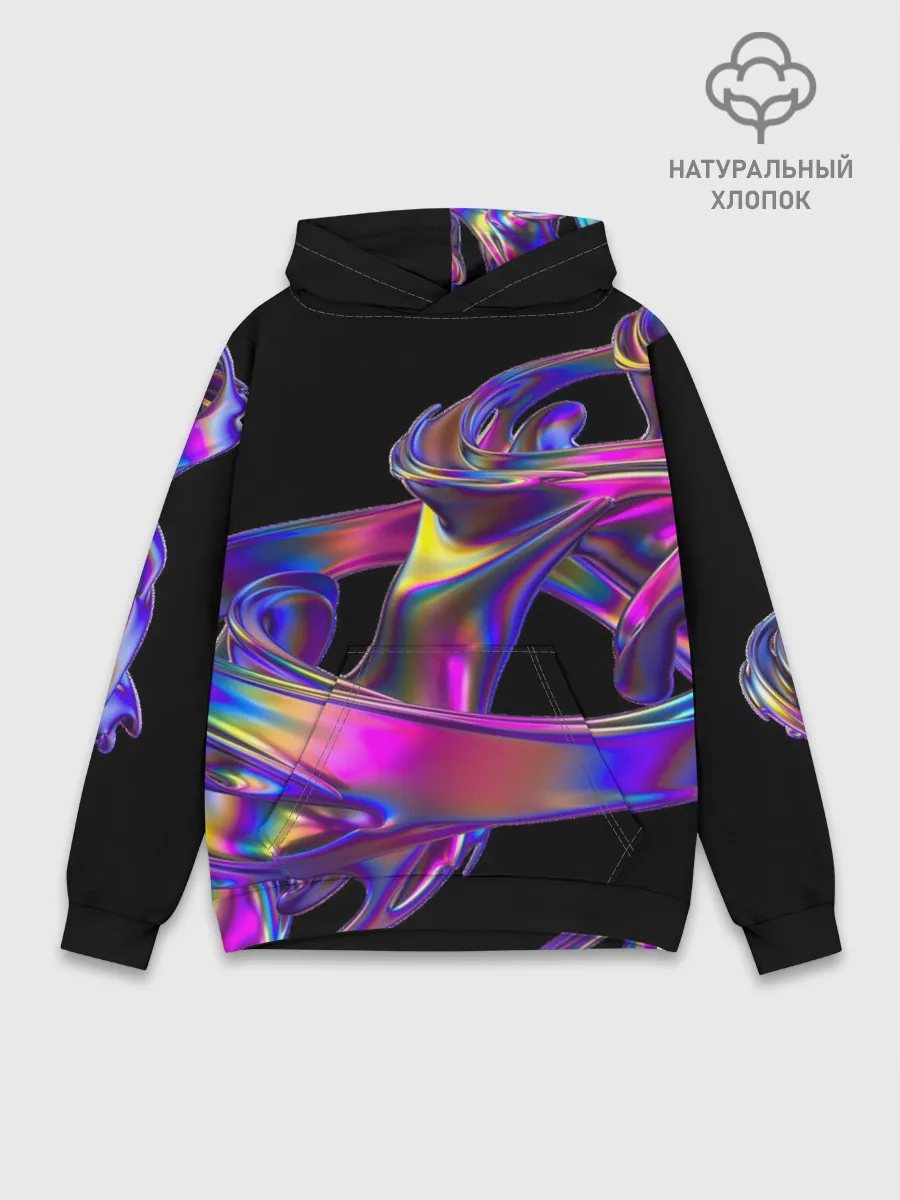 Худи мужской база хлопок / Голографический ураган