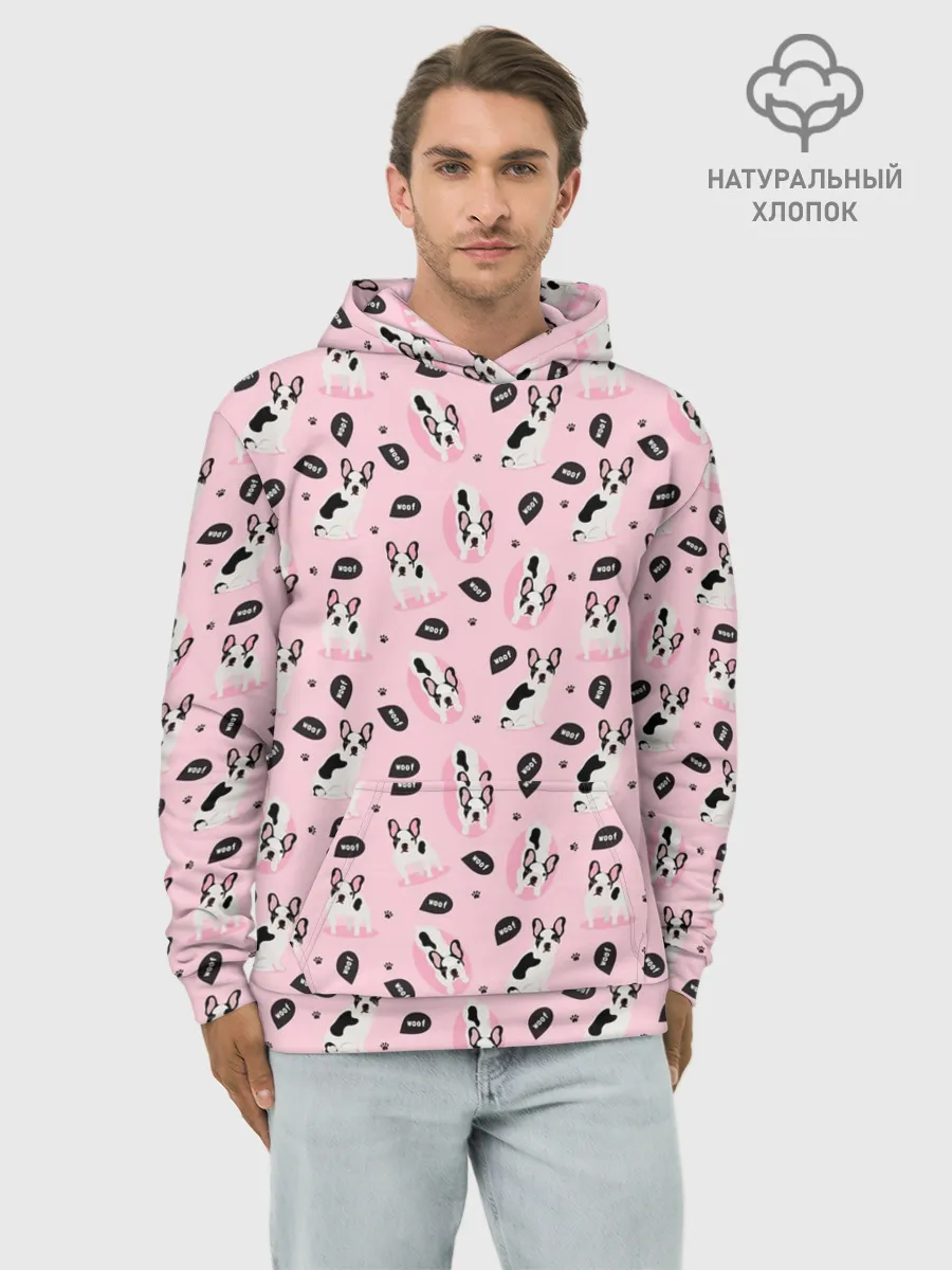 Худи мужской база хлопок / Бульдог Французский