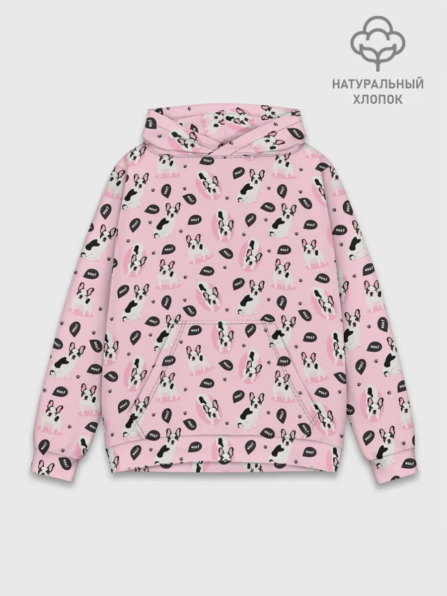 Худи мужской база хлопок / Бульдог Французский