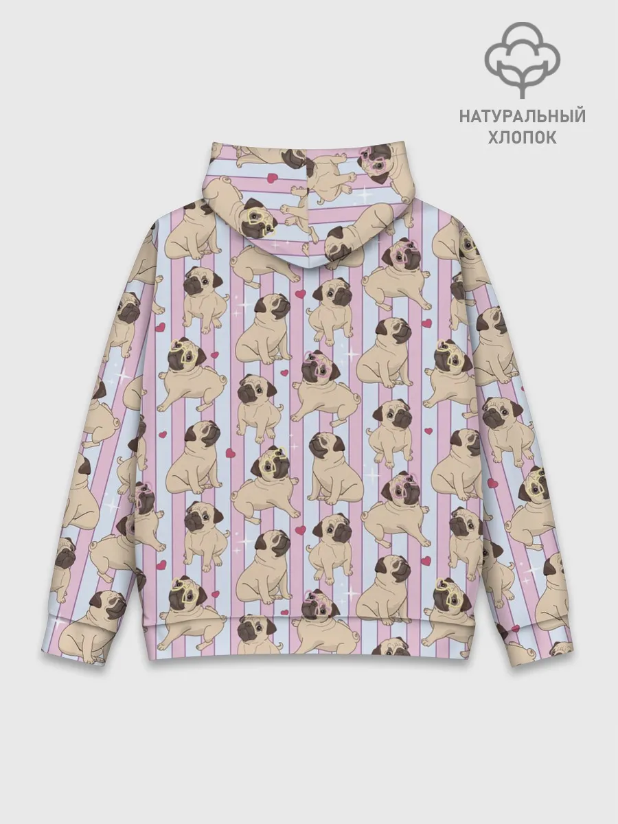 Худи мужской база хлопок / Забавные Мопсы