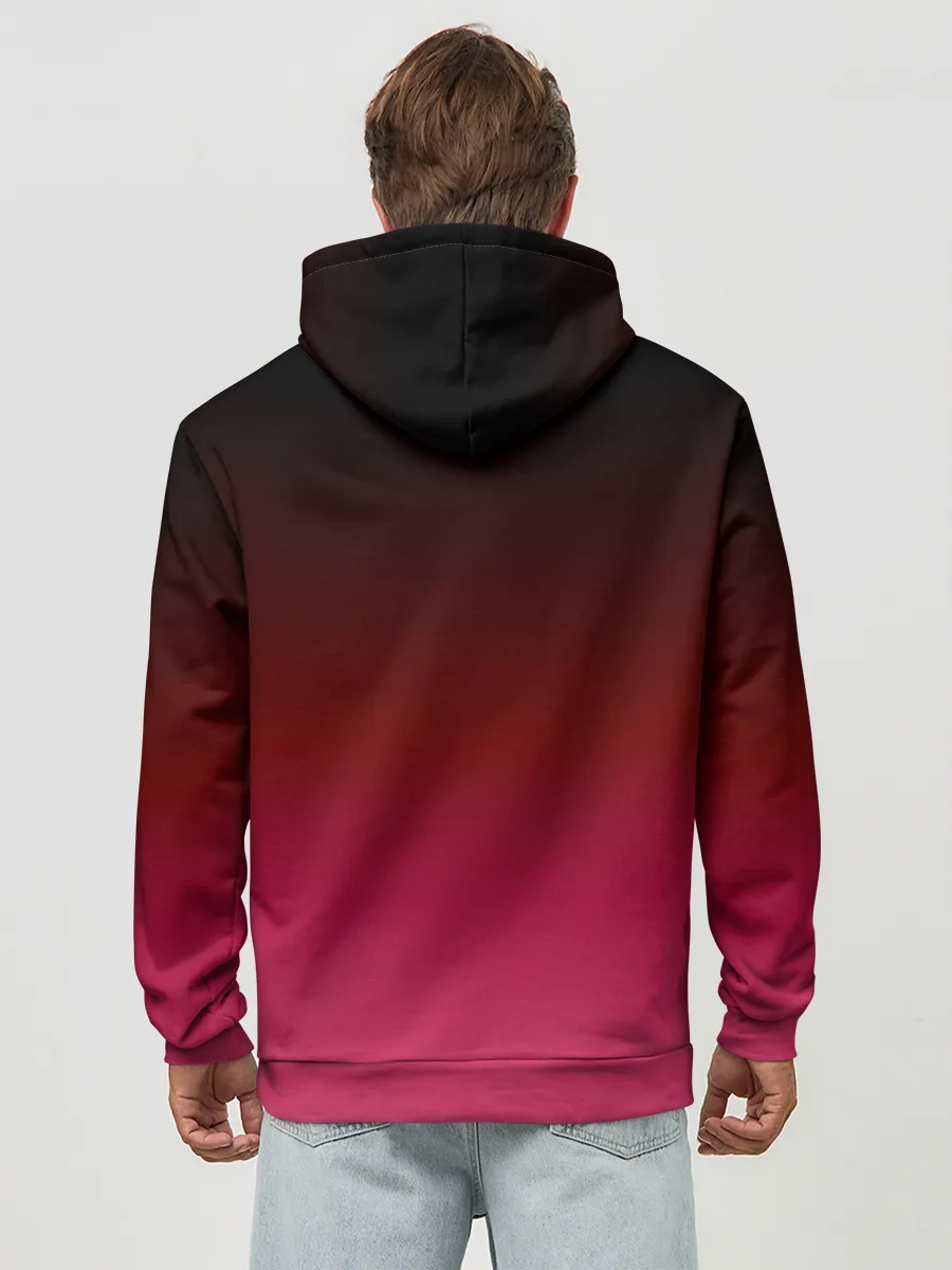 Худи мужской база хлопок / Распорядитель игры на черно розовом фоне