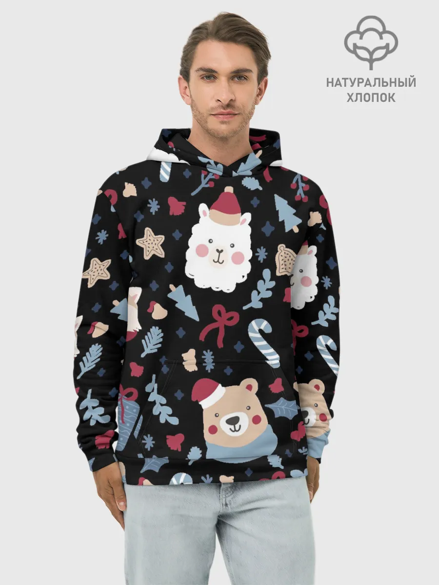 Худи мужской база хлопок / Забавный Новый Год