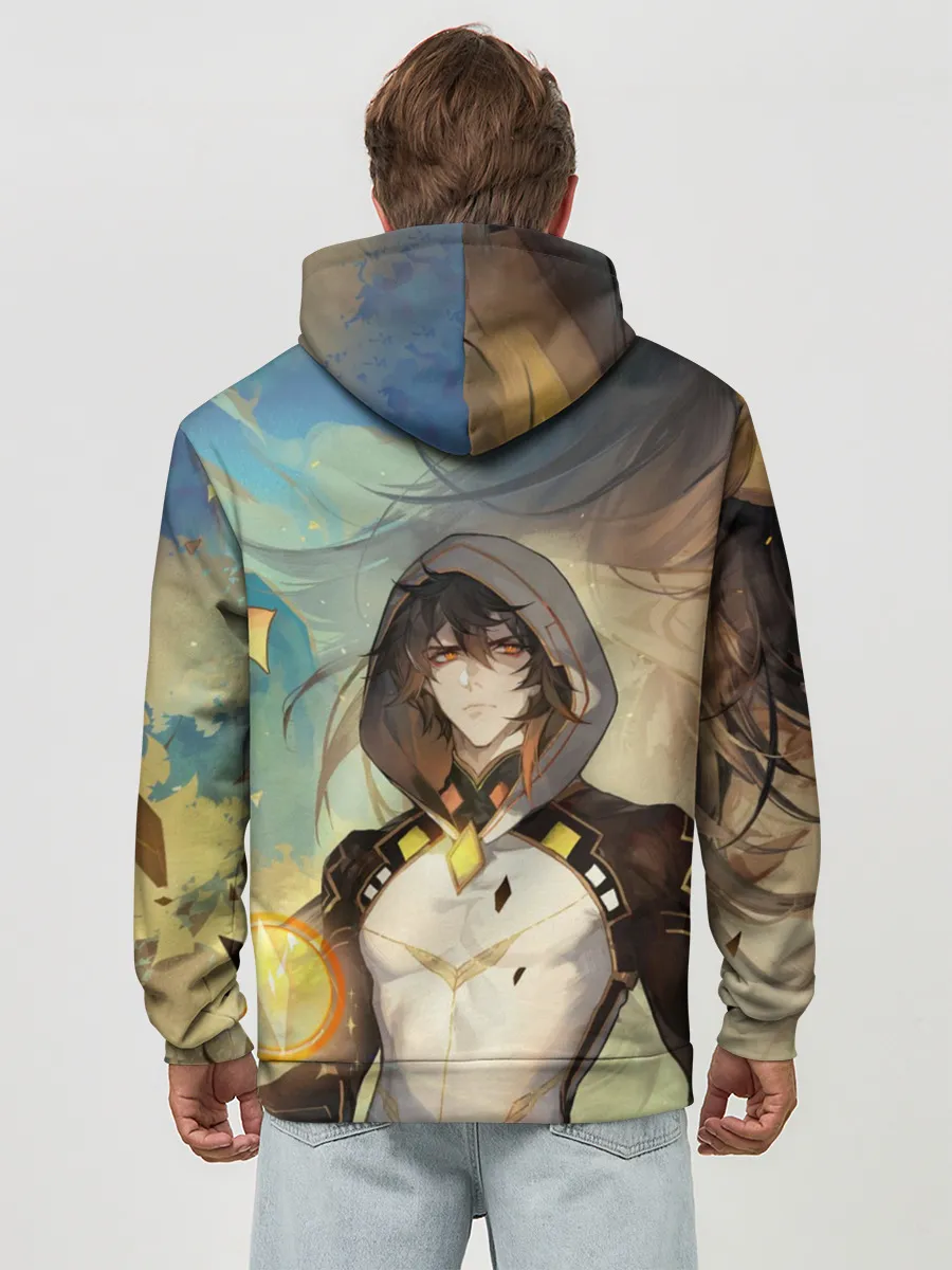 Худи мужской база хлопок / Чжун Ли, Zhongli, Genshin Impact