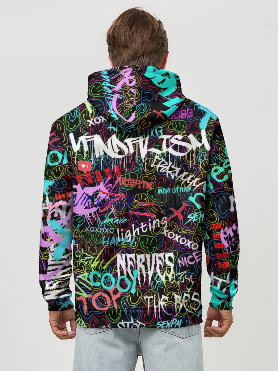 Худи мужской база хлопок / neon graffiti | Smile