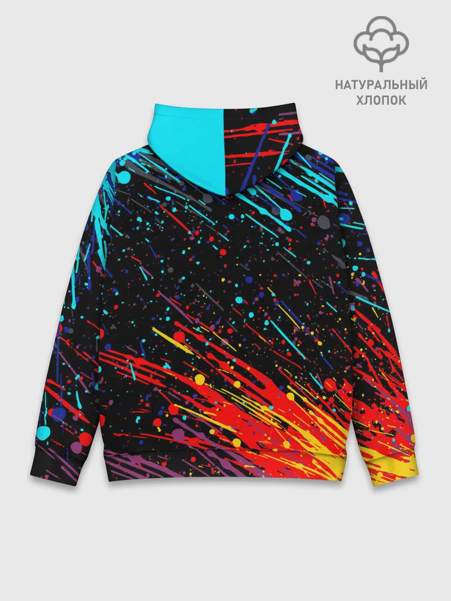 Худи мужской база хлопок / Cyberpunk 2077 Цветные брызги.