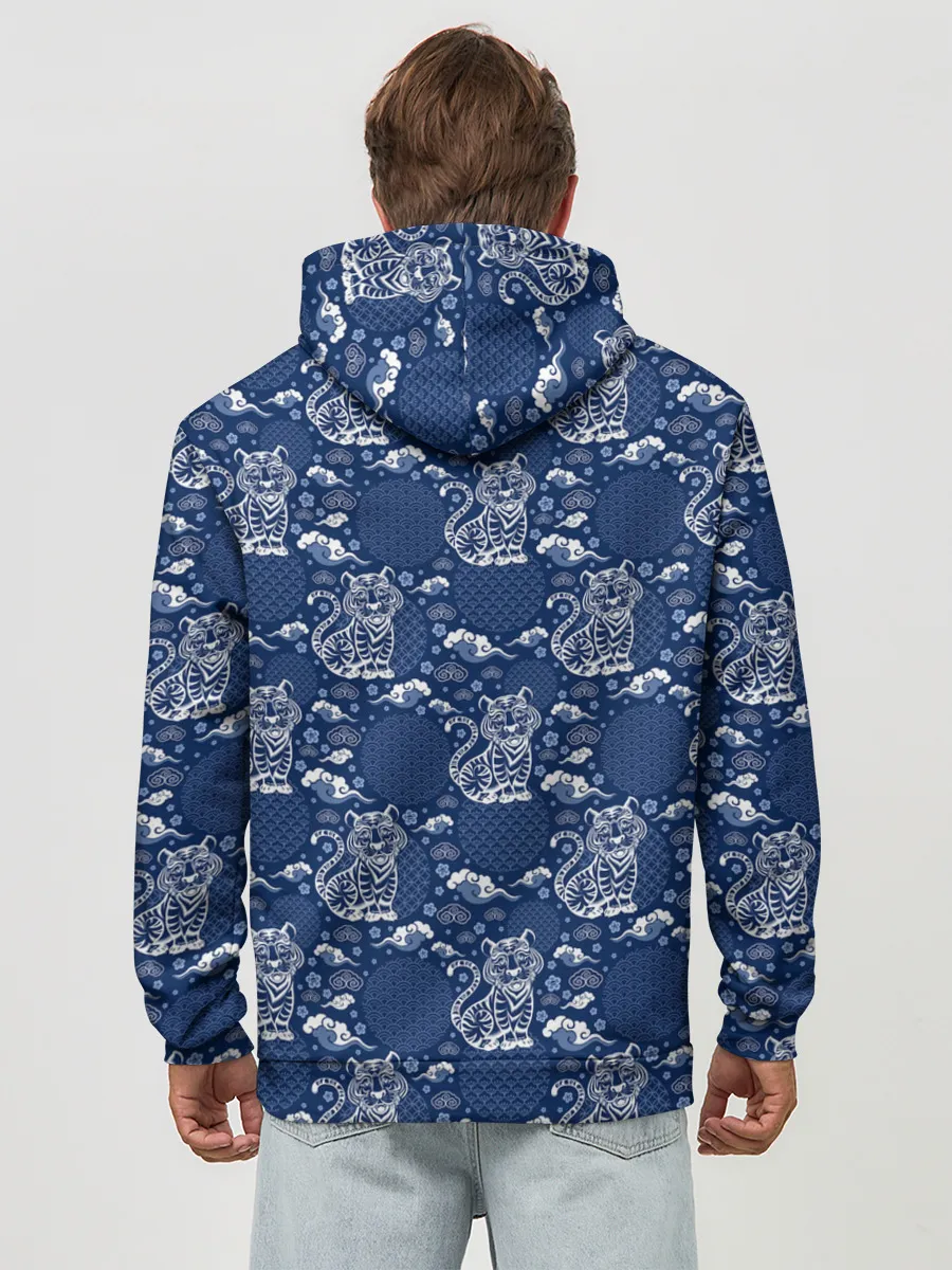 Худи мужской база хлопок / Тигры паттерн