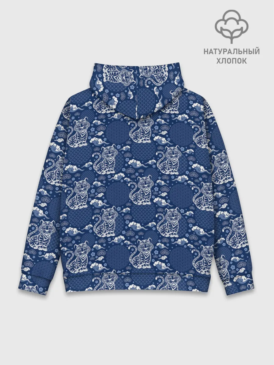 Худи мужской база хлопок / Тигры паттерн
