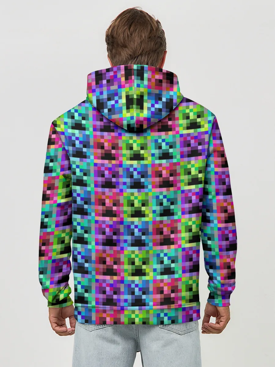 Худи мужской база хлопок / МАЙНКРАФТ / MINECRAFT ЦВЕТНЫЕ КРИПЕРЫ