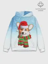 Худи мужской база хлопок / Новогодний Корги / New Years Corgi