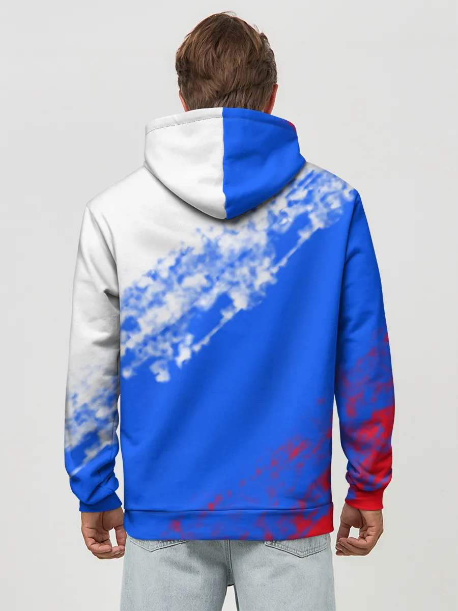 Худи мужской база хлопок / Флаг РФ триколор