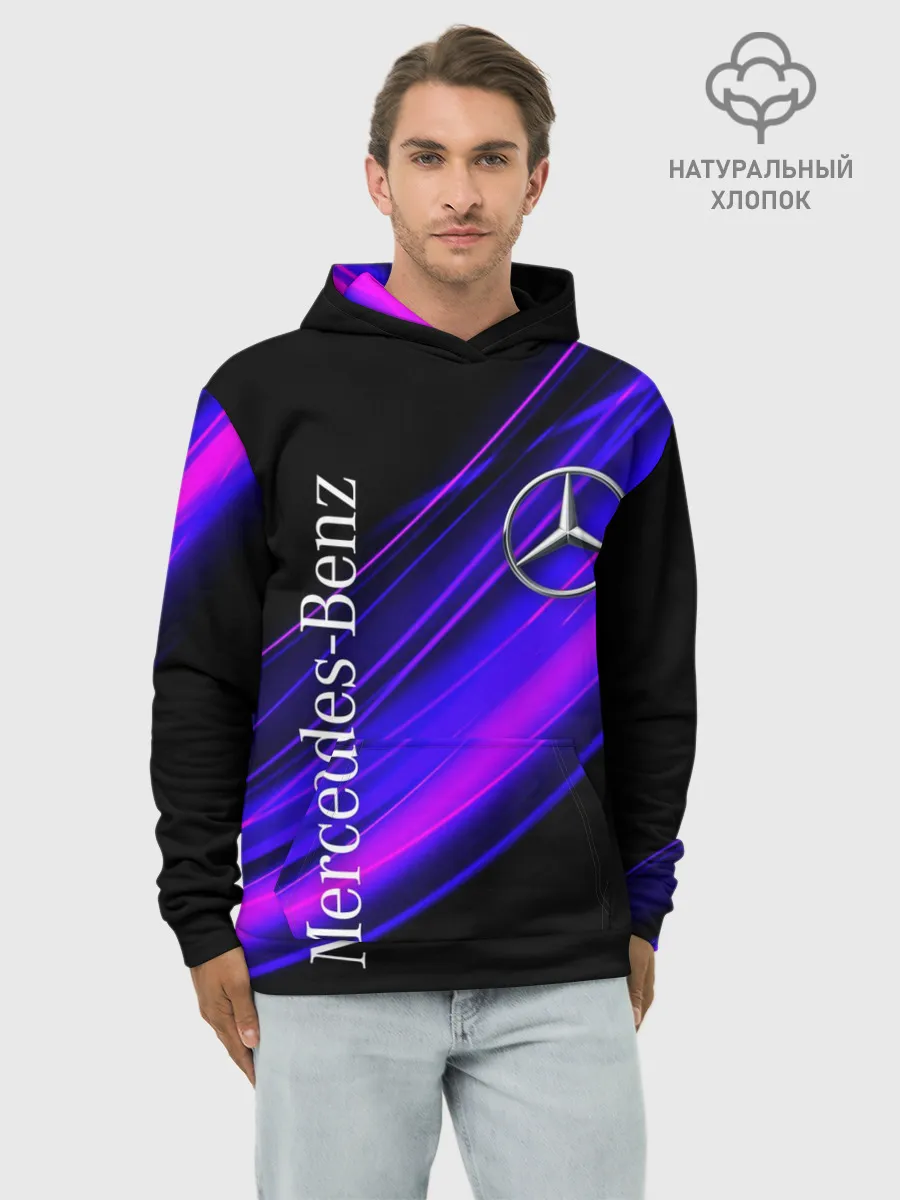 Худи мужской база хлопок / MERCEDES-BENZ / МЕРСЕДЕС-БЕНЗ / ПУРПУРНЫЙ